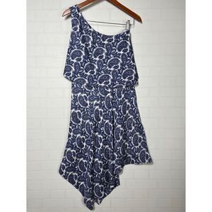 Banana Republic Womens One Shoulder Paisley Chiffon Asymmetrical Dress Size 2